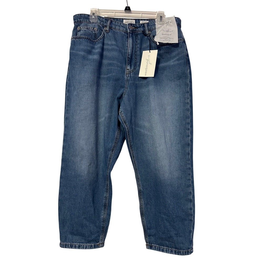 Westbound Parkers Boyfriend Jeans Womens 14S Riviera MD Blue High‎ Rise Cotton